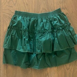 Emerald Green Tiered Ruffled Mini Skirt